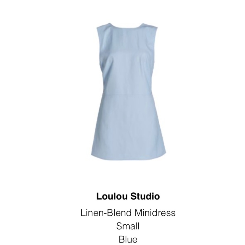 Loulou Studio Linen Blend Mini Dress in Blue Size Small